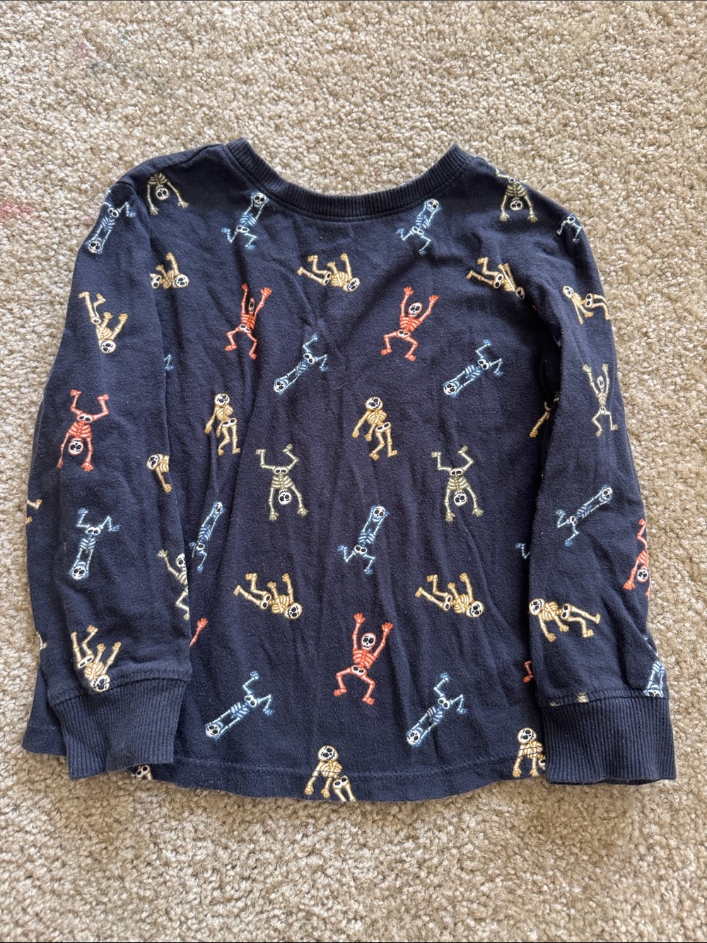 Old Navy Navy Long-Sleeve Shirt with Colorful Skeletons